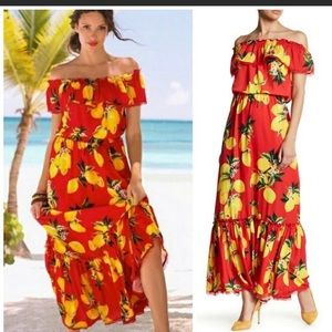 Alexia Admor Woman Dress Off shoulder Lemons Sz L